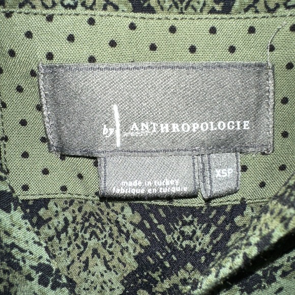 Anthropologie Women XS Rachel V Neck Snakeprint Pockets Green Tunic Dress - Picture 2 of 4